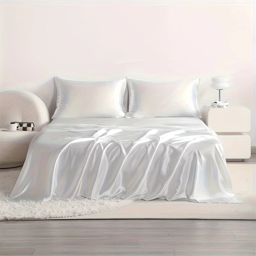 4pcs Cooling Satin Bed Sheet Set