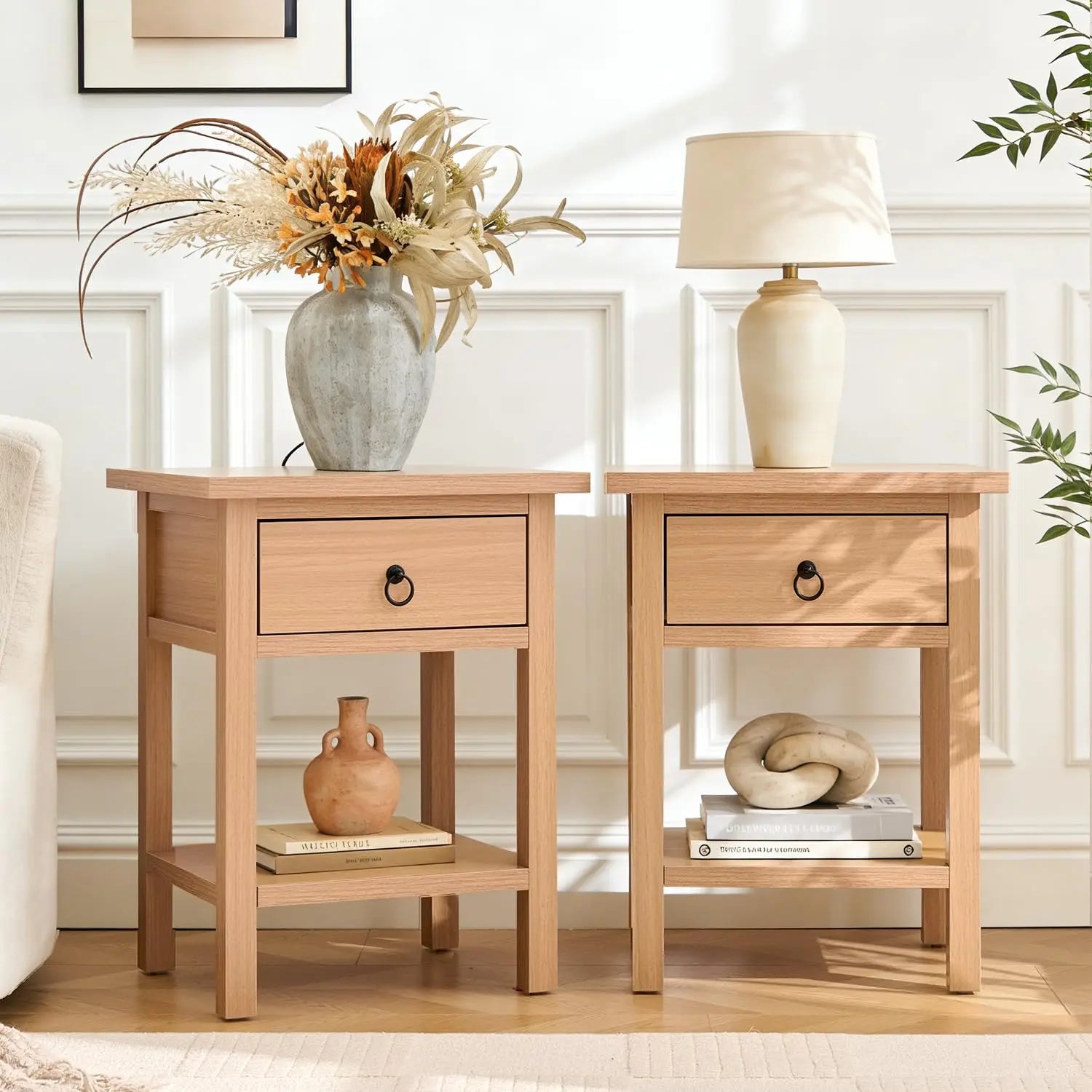 Light Oak Nightstand Set