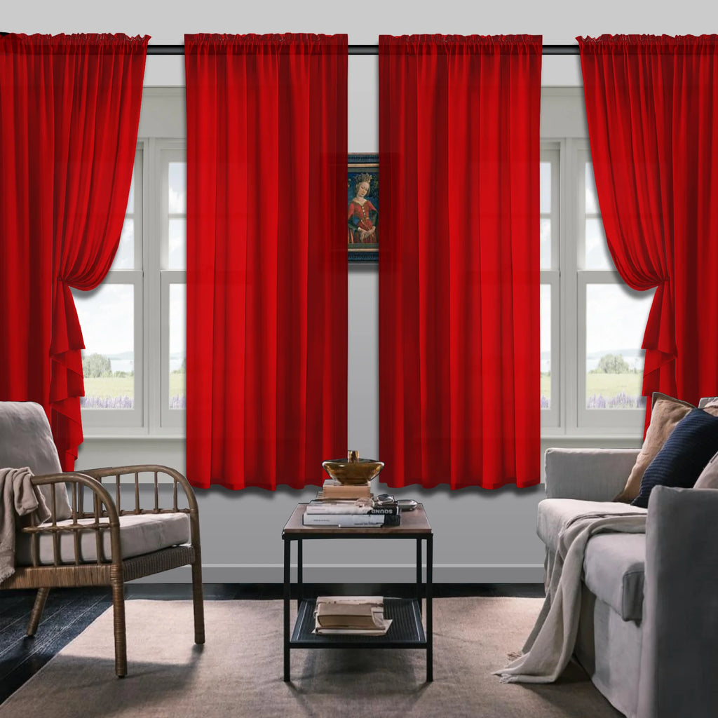 Set Of 4 Solid Color Simple Rod Pocket Blackout Curtains