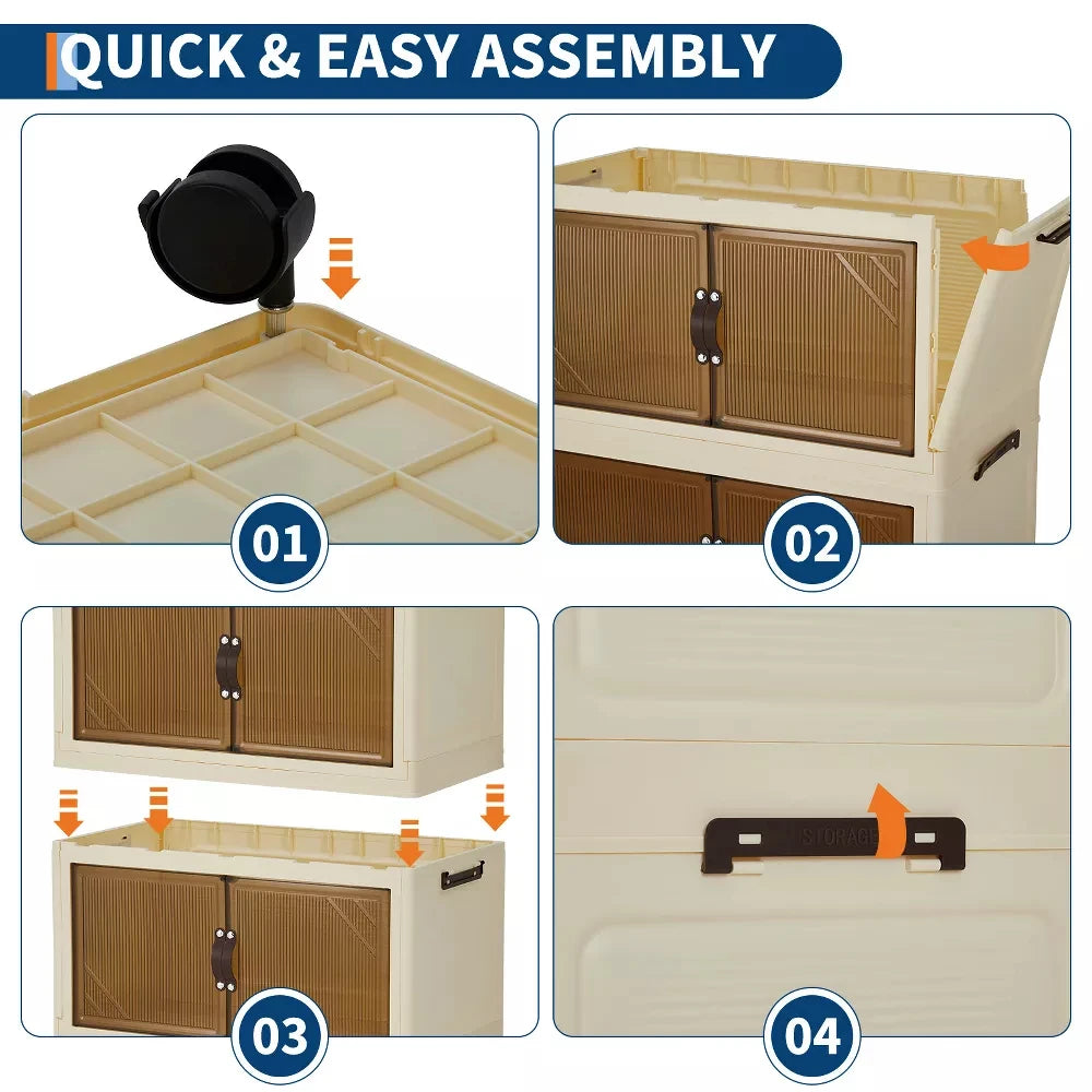 Foldable Storage Cabinet with Lids & Wheels
