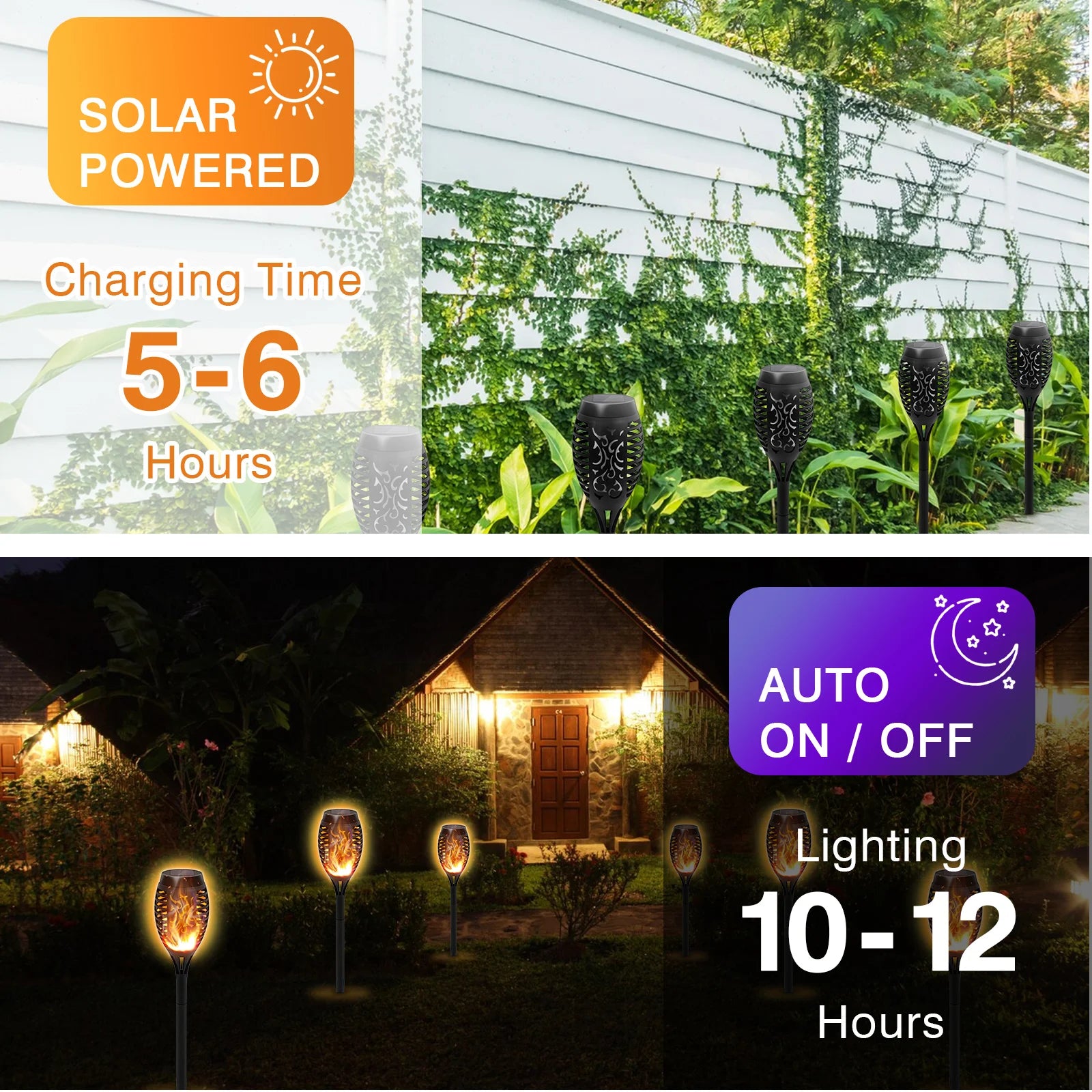 4/6/8/12Pcs Solar Flame Torch Lights