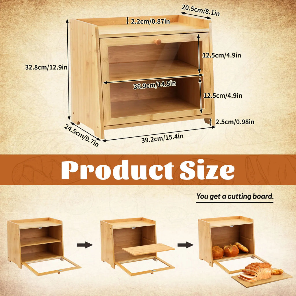 Bamboo Bread Box for Kitchen Countertop