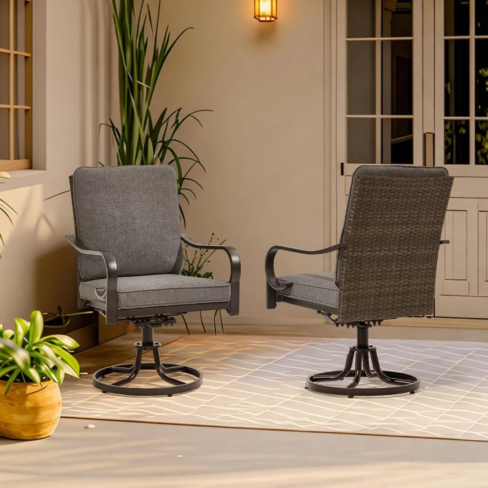 Patio Swivel Chair Set Thickened Cushions