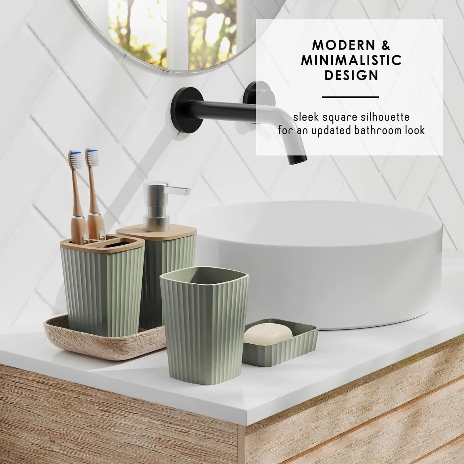 Sage Green Bathroom Accessory Set