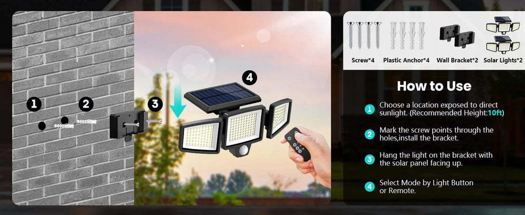 3 Pack Outdoor Solar Lights