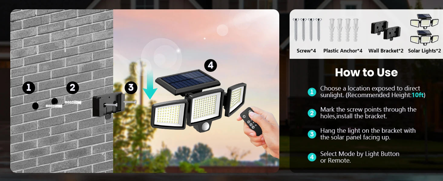 3 Pack Outdoor Solar Lights