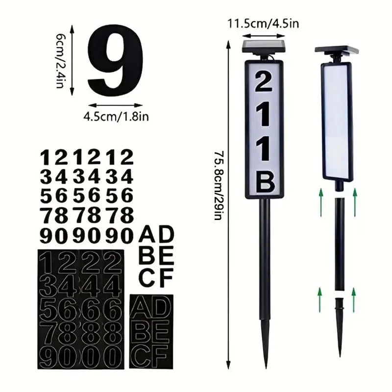 1 pc Solar Light Powered House Number