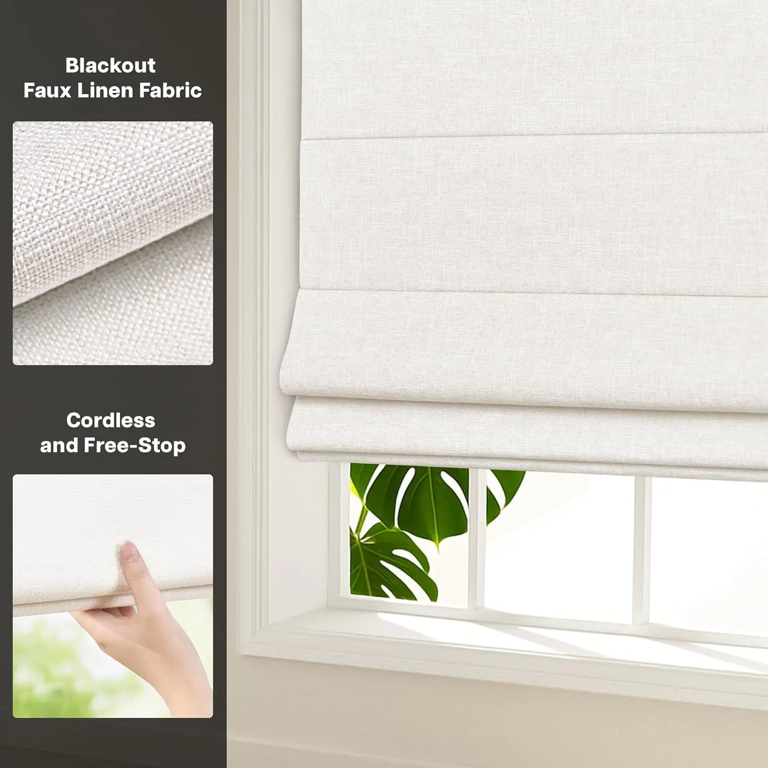 No Drill Cordless Roman Shades