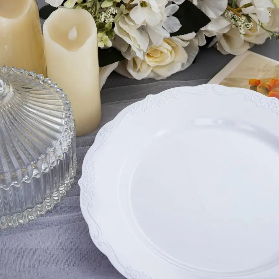 60PCS Heavy Duty White Disposable Plates