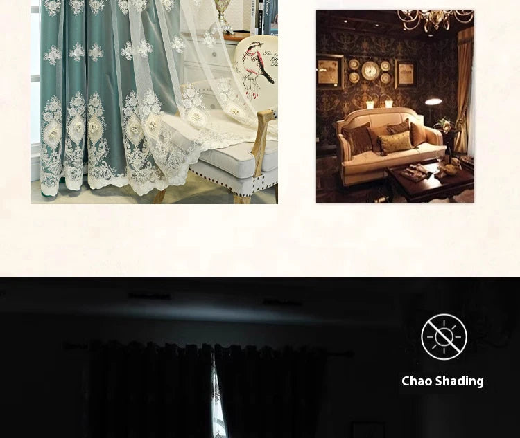 1PC Luxury vintage-style embroidered curtains