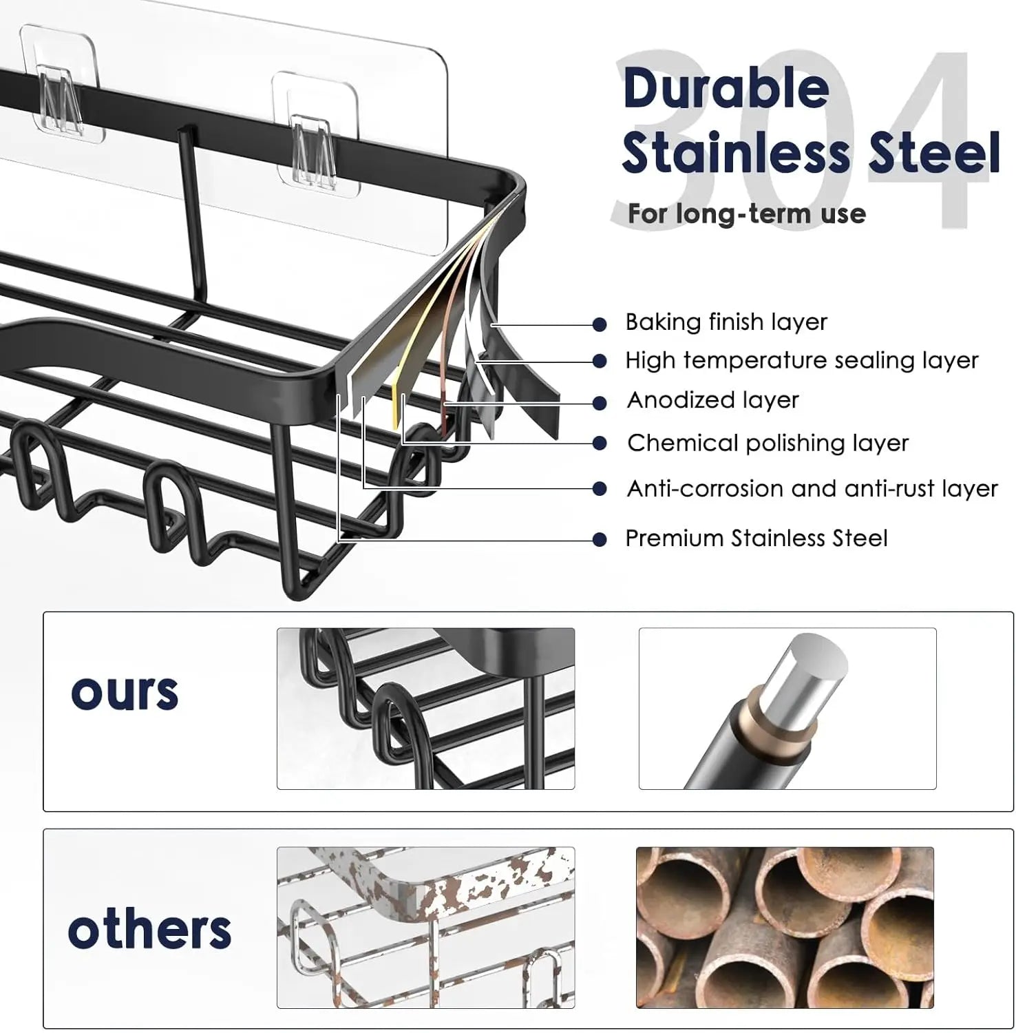 Rustproof Stainless Steel Shower Caddy