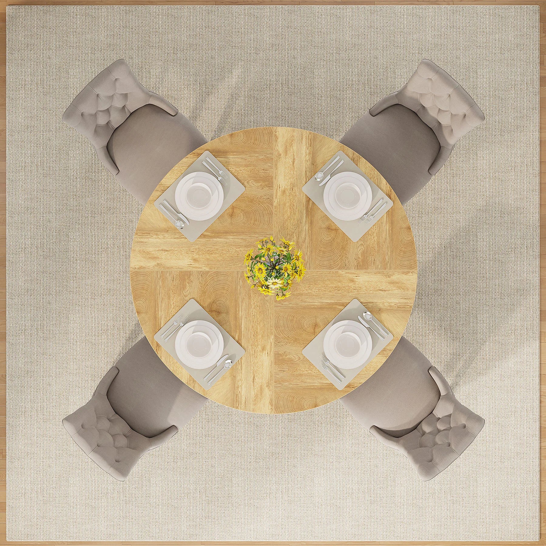 Round Dining Table for 4