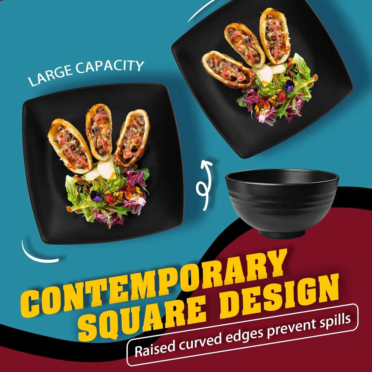 40-Piece Square Plastic Dinnerware Set