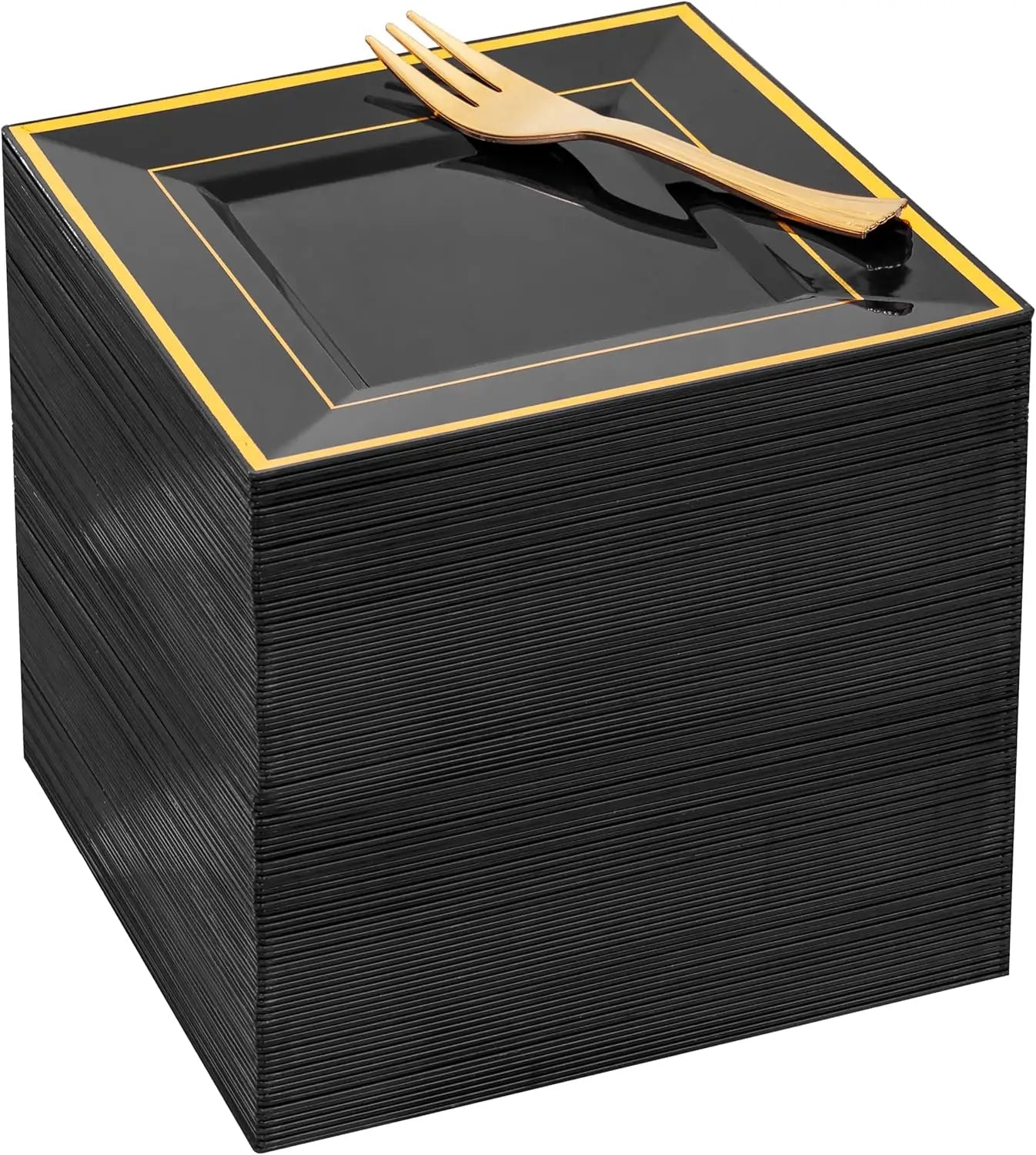 200PCS Black Gold Plastic Dessert Plates