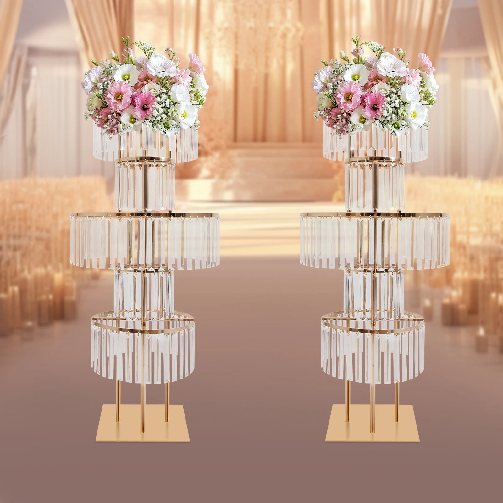 2PCS 5-tier Crystal Flower Stand