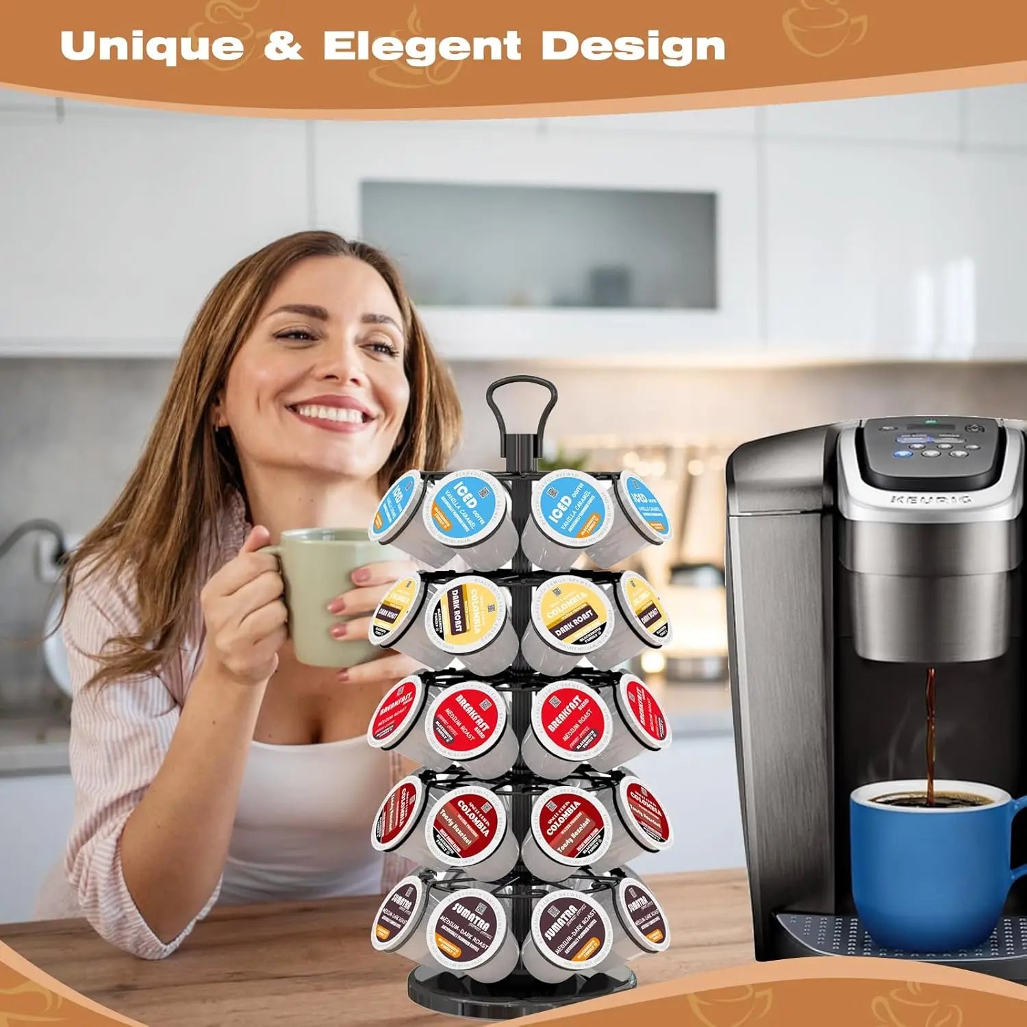 K cup rotating rack