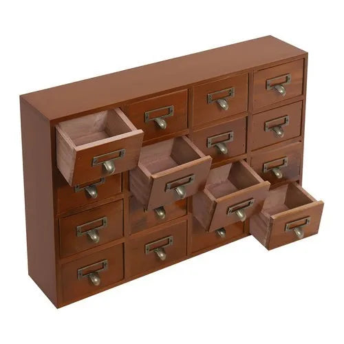 64 Drawer Storage Pine Wood Tabletop Organizer