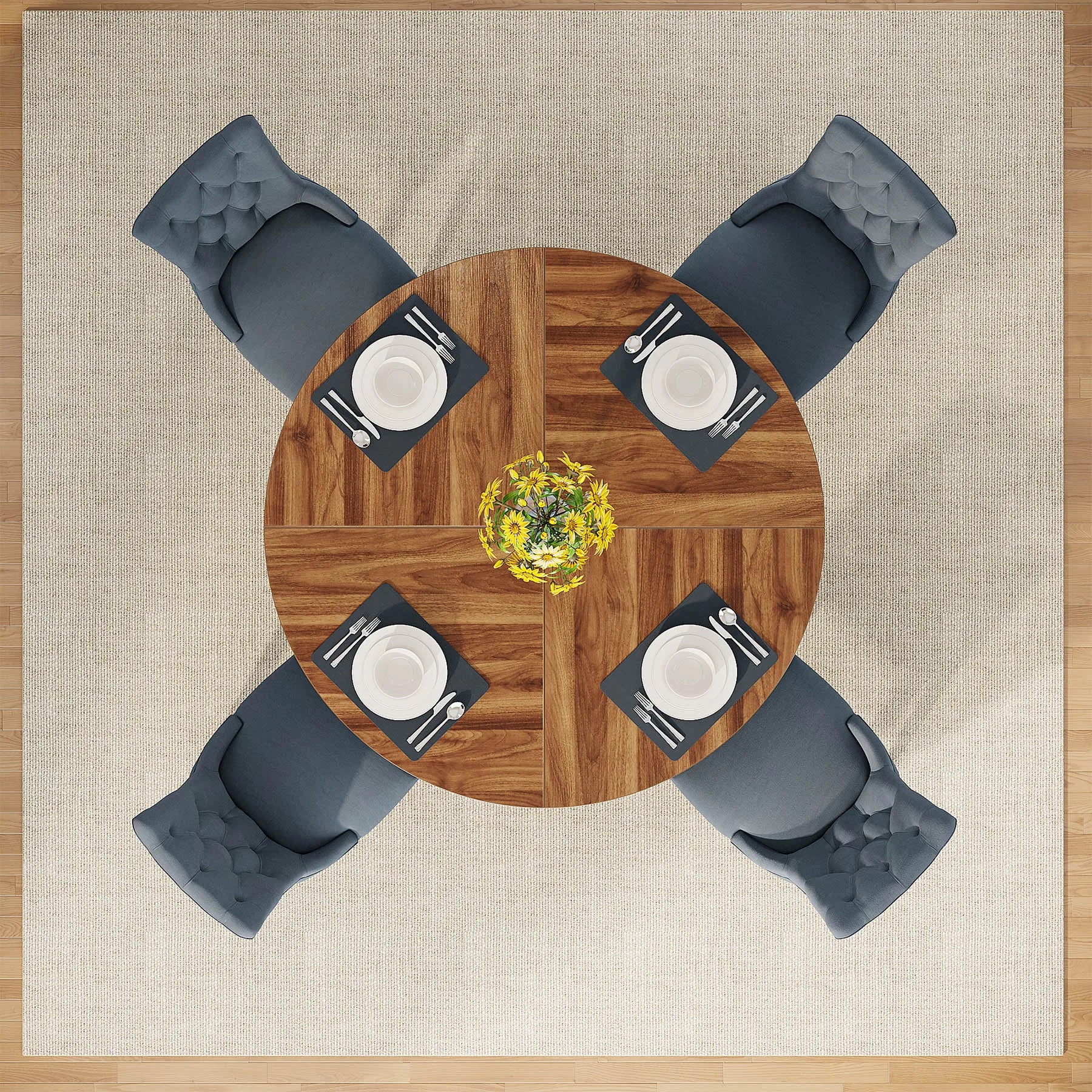 Round Dining Table for 4