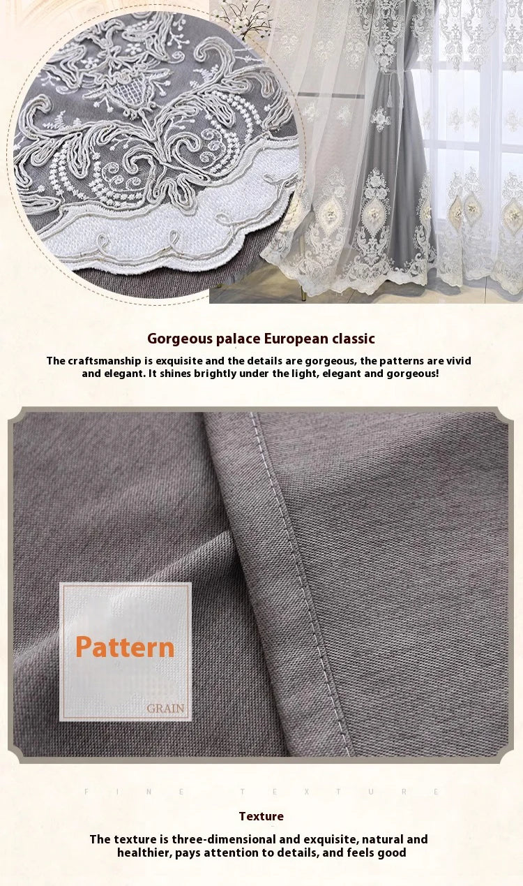 1PC Luxury vintage-style embroidered curtains