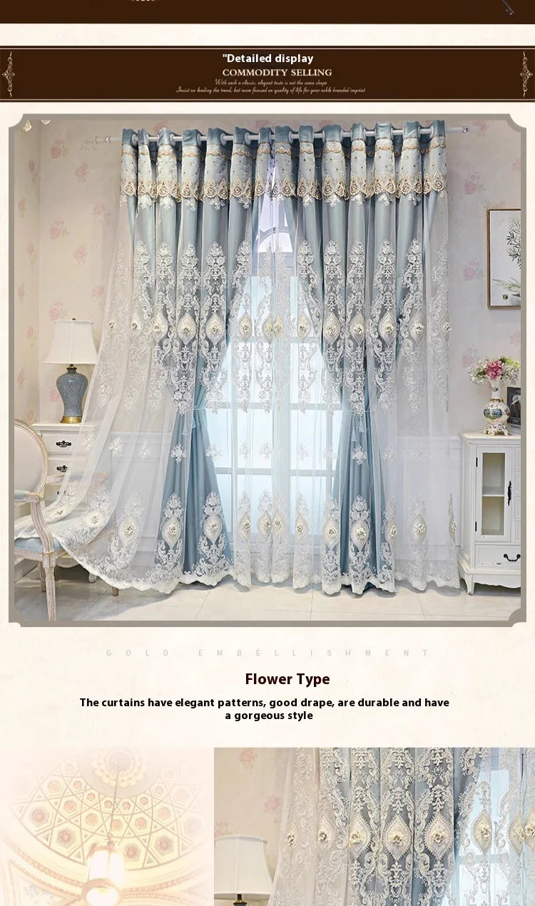 1PC Luxury vintage-style embroidered curtains