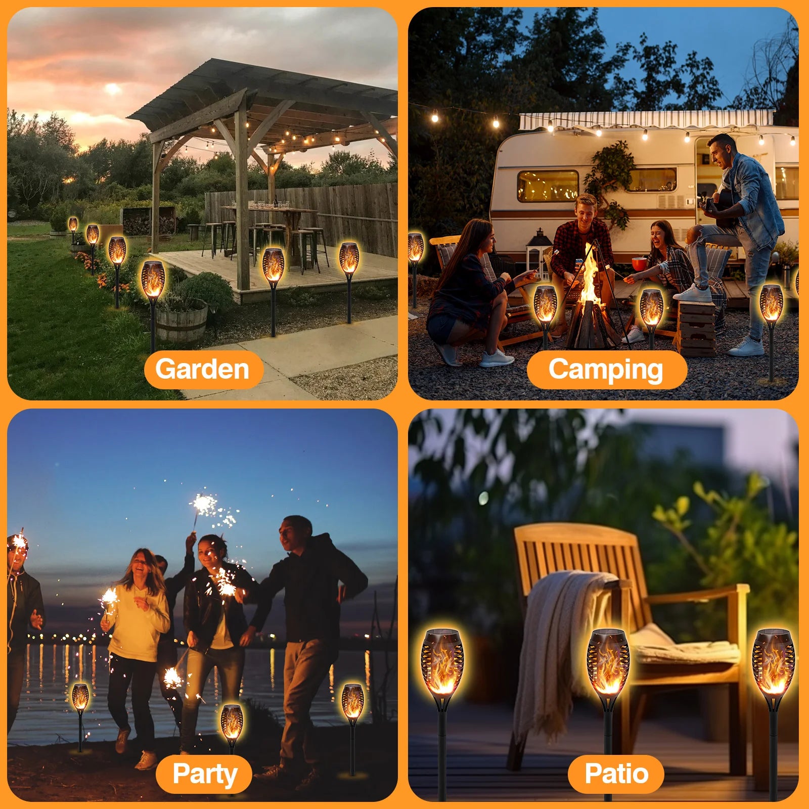 4/6/8/12Pcs Solar Flame Torch Lights