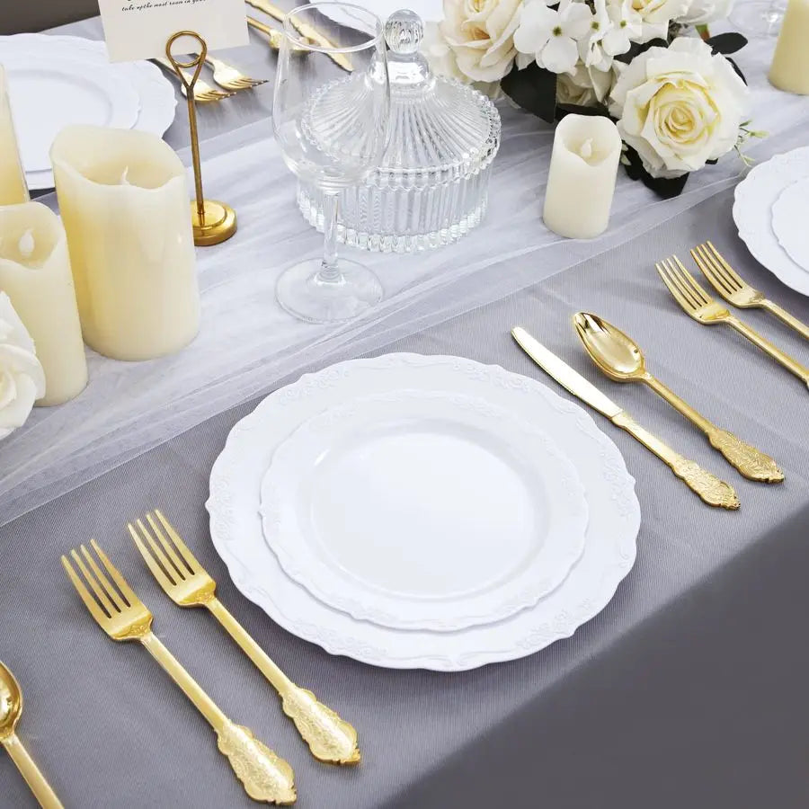 60PCS Heavy Duty White Disposable Plates