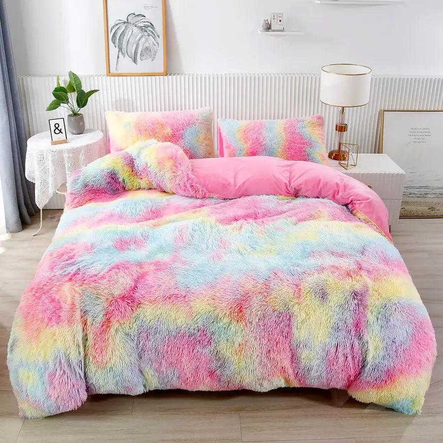 3Pcs Rainbow Bedding Set Ultra Soft