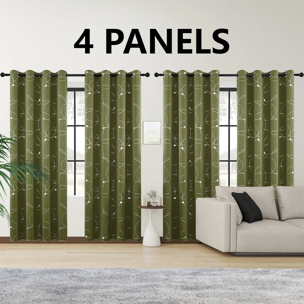 4PCS Blackout Thermal Insulated Room Darkening Curtains