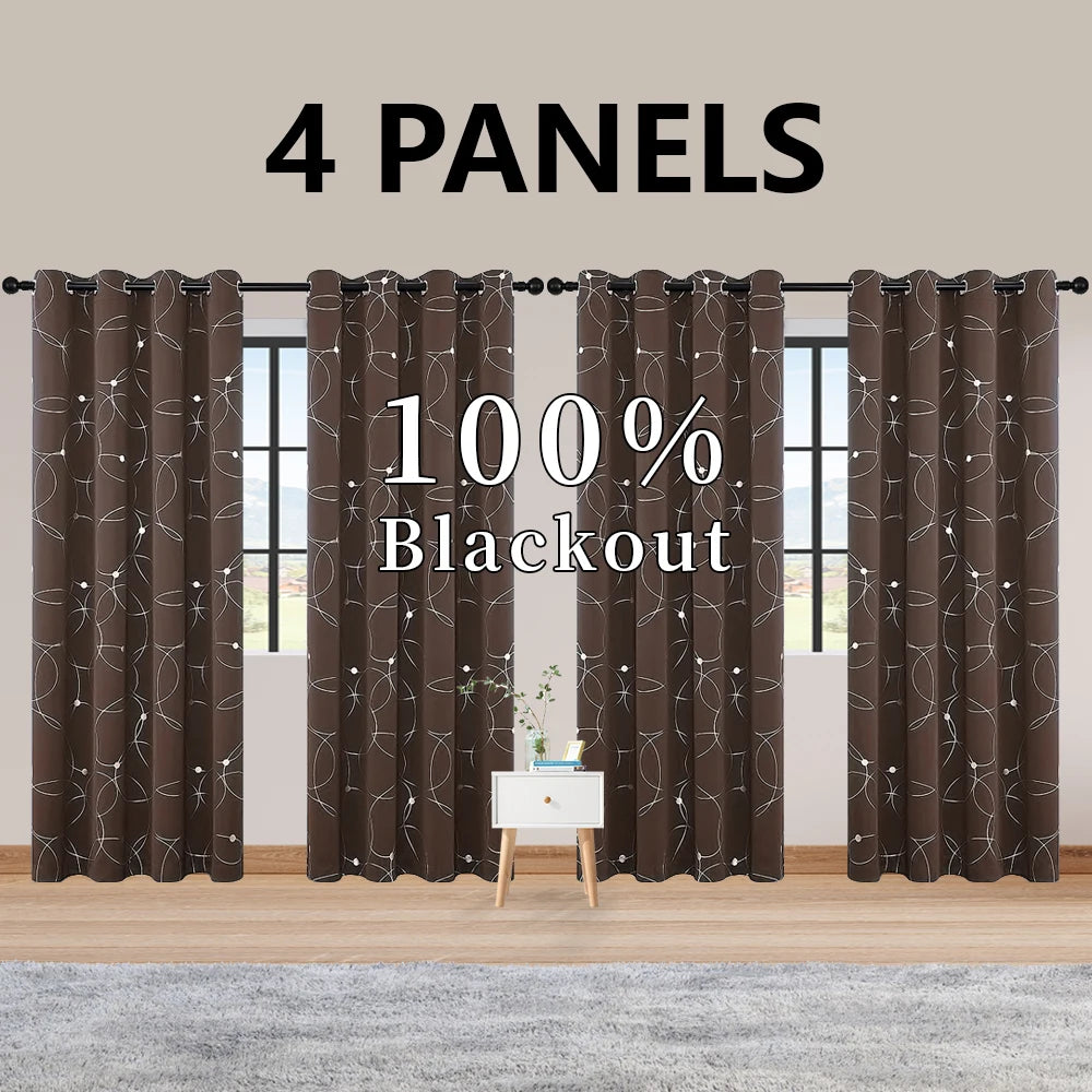 4PCS Blackout Thermal Insulated Room Darkening Curtains