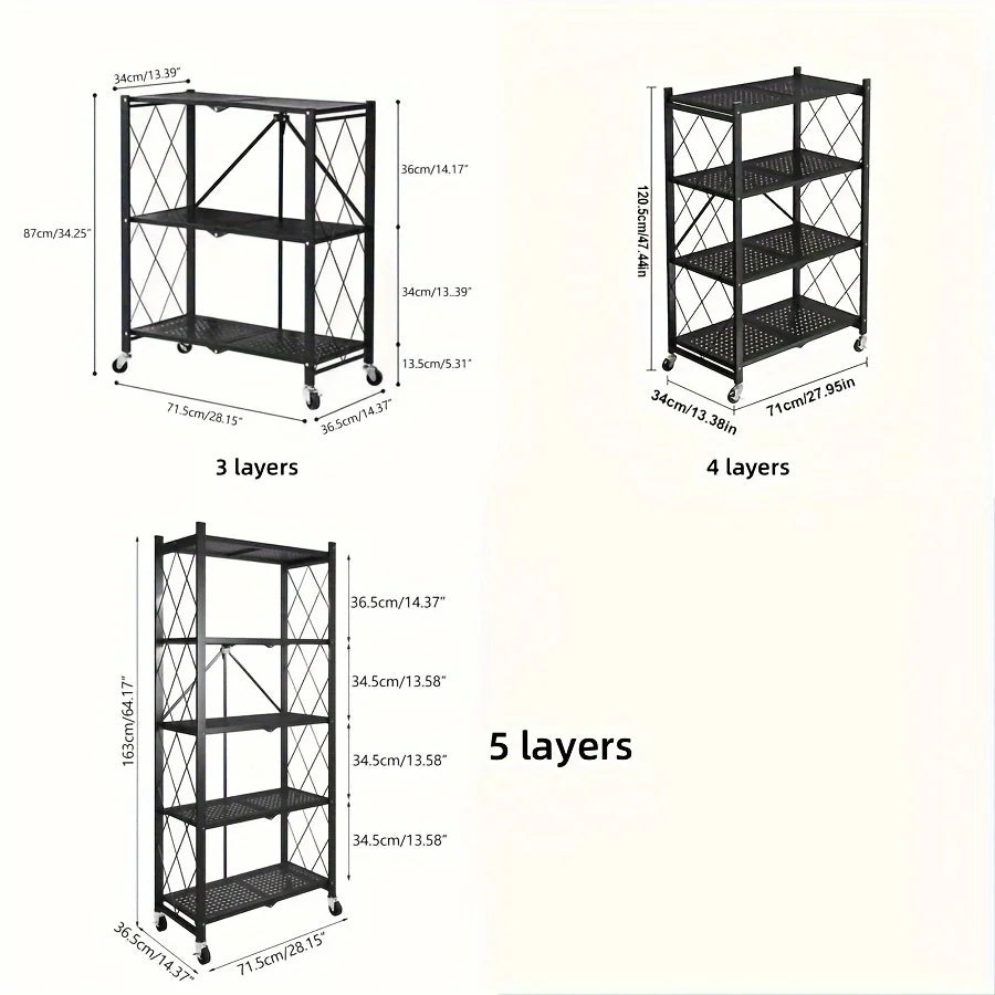 3/4/5-layer Heavy-duty Foldable Metal Storage Rack