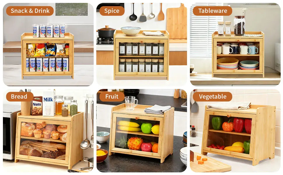 Bamboo Bread Box for Kitchen Countertop