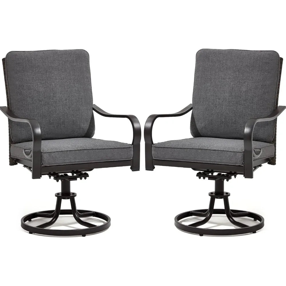 Patio Swivel Chair Set Thickened Cushions
