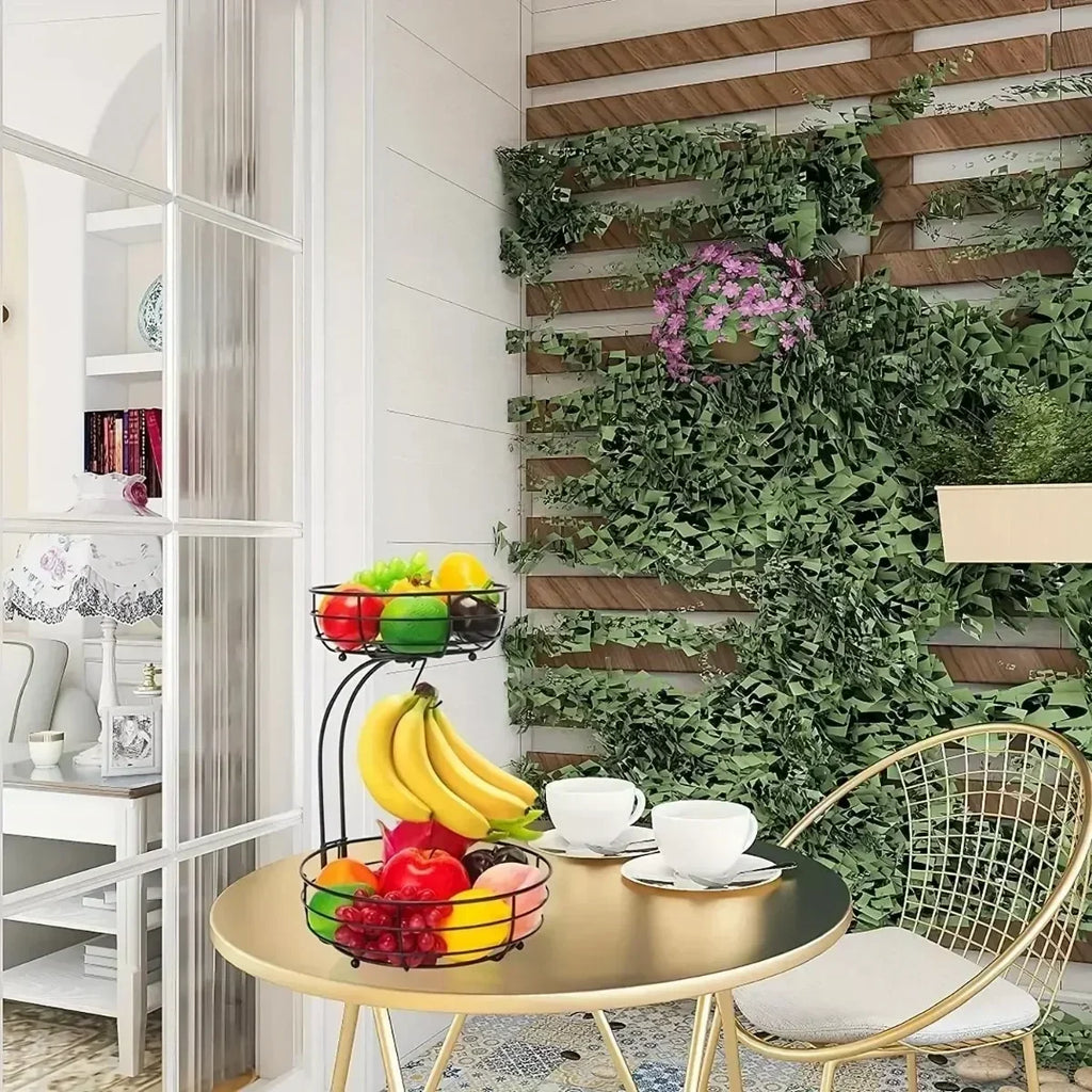 2-Tier Countertop Fruit Basket Bowl with Banana Hanger