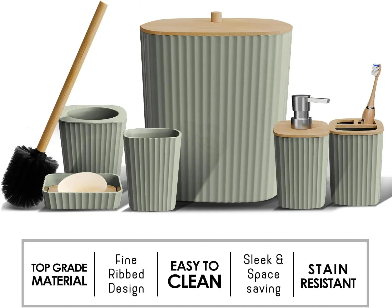Sage Green Bathroom Accessory Set
