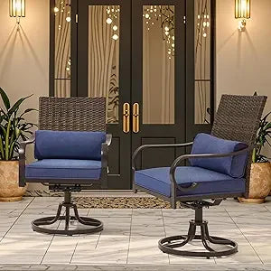 Patio Swivel Chair Set Thickened Cushions