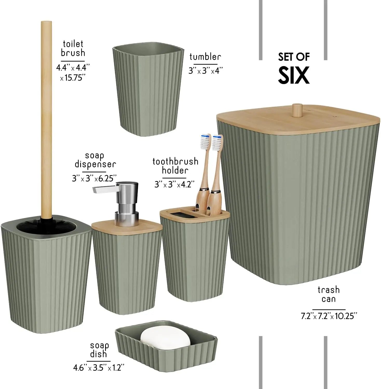 Sage Green Bathroom Accessory Set