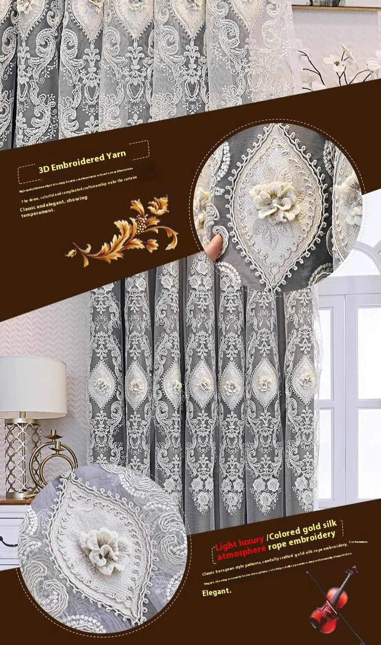 1PC Luxury vintage-style embroidered curtains