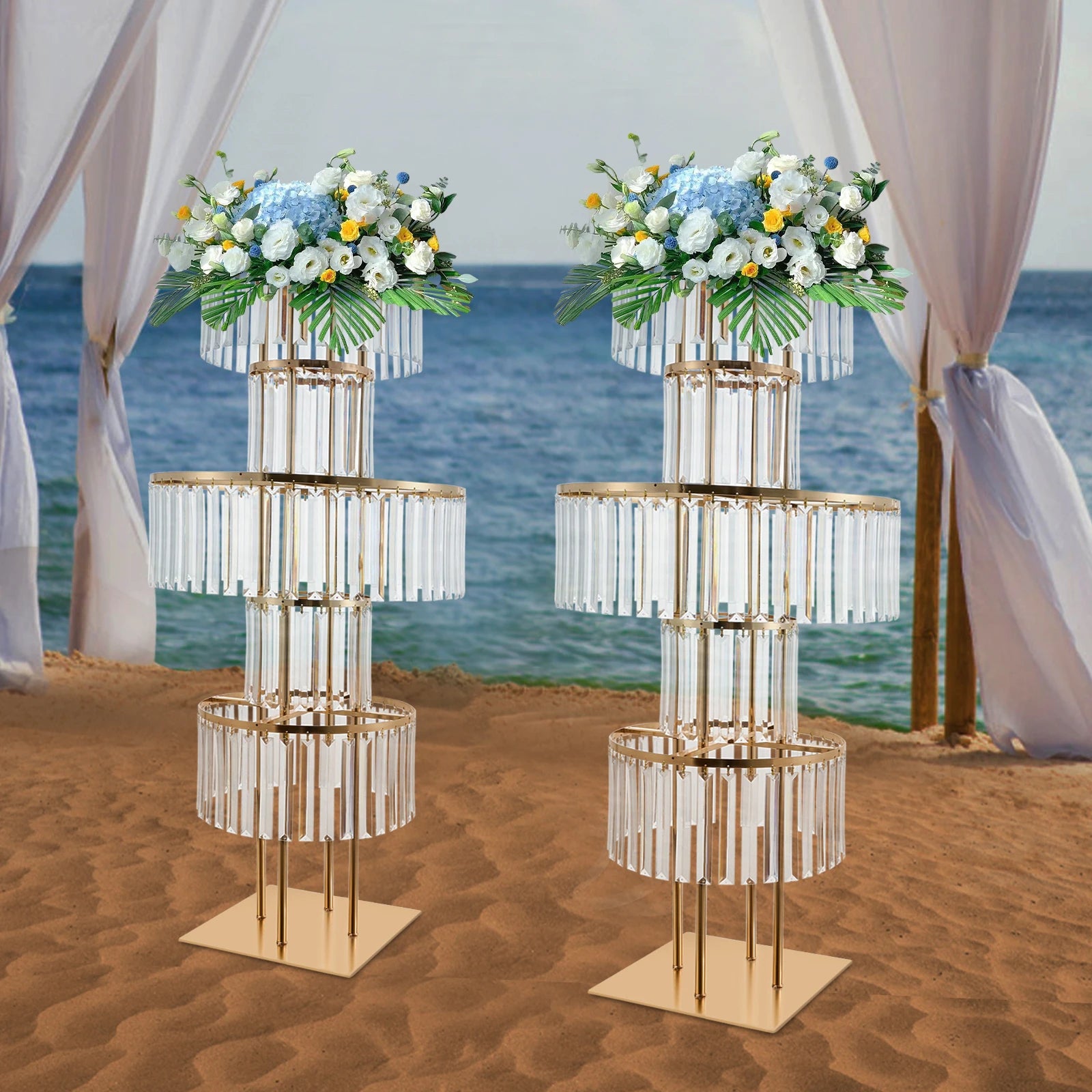2PCS 5-tier Crystal Flower Stand