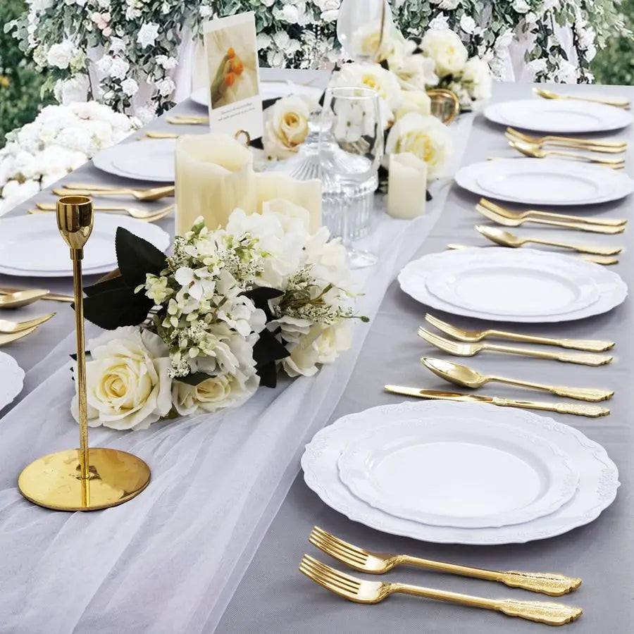 60PCS Heavy Duty White Disposable Plates
