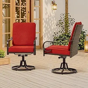 Patio Swivel Chair Set Thickened Cushions