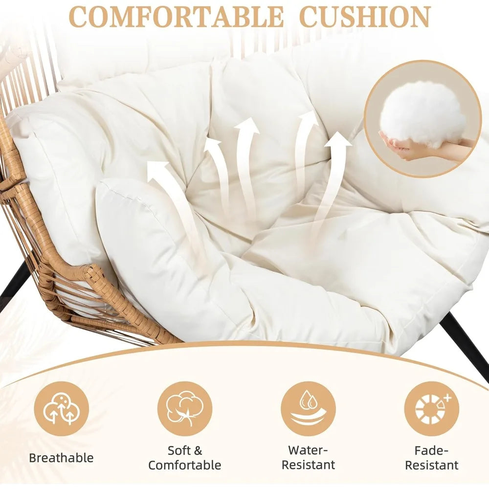 Oversized Rattan Egg Chair with Cushion
