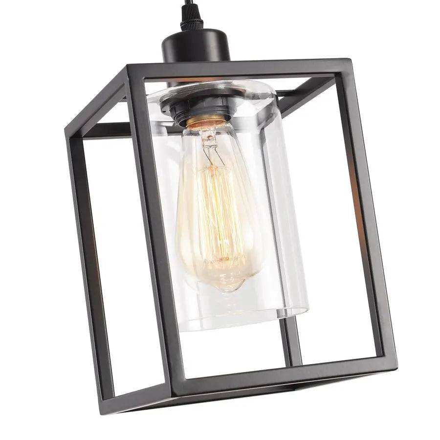 Lantern Pendant Light Fixtures with Clear Glass Shade