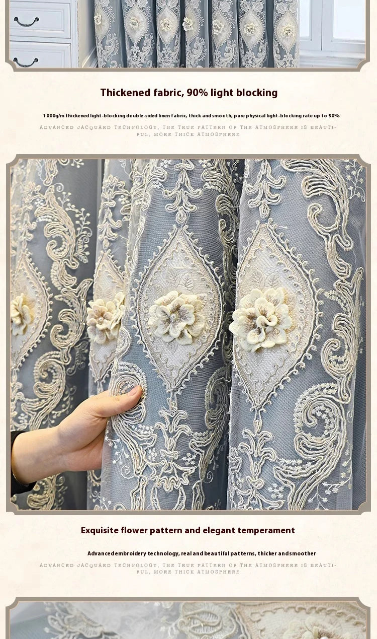 1PC Luxury vintage-style embroidered curtains