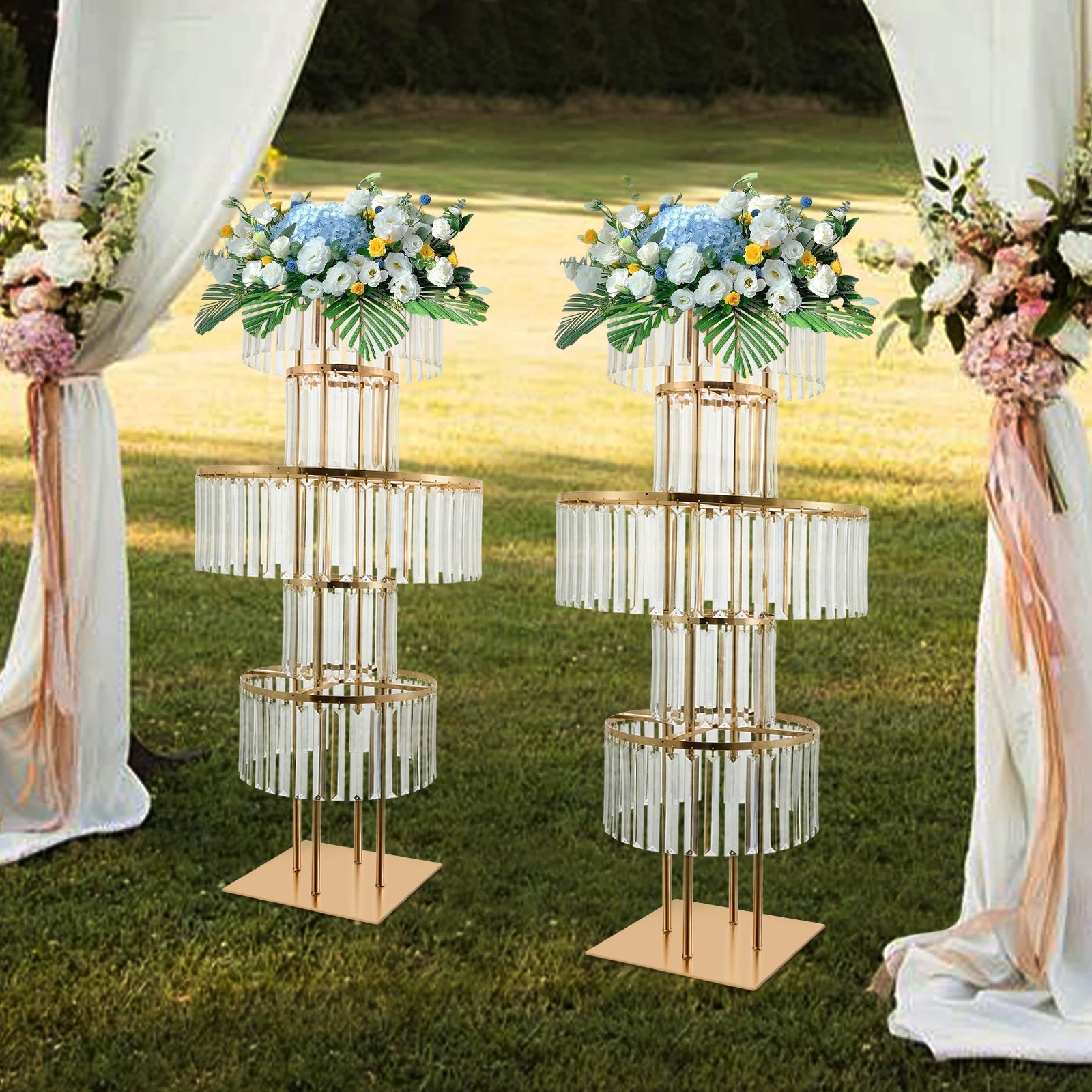 2PCS 5-tier Crystal Flower Stand