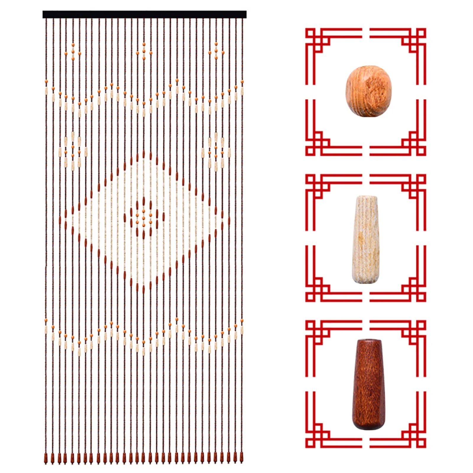 Line Retro Wooden Bead Curtain Blinds