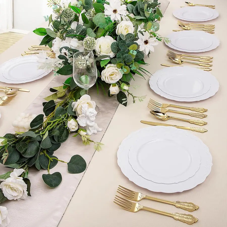 60PCS Heavy Duty White Disposable Plates