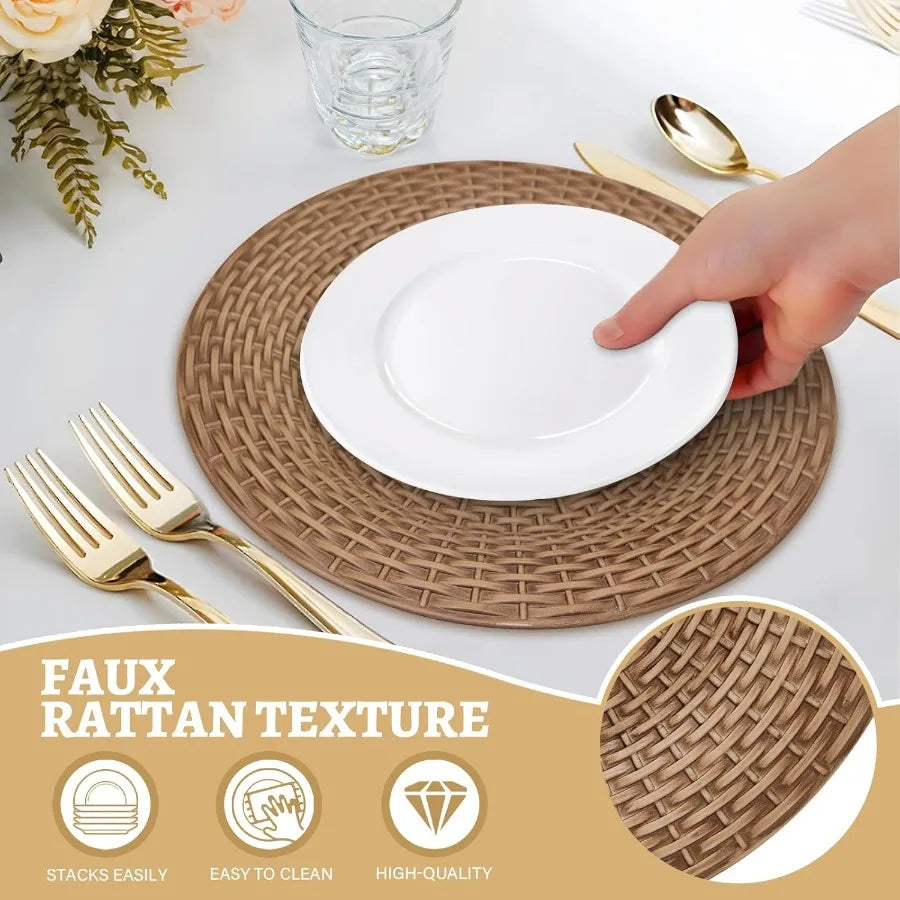 Faux Rattan Charger Plates