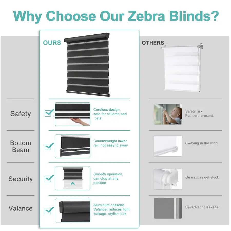 Cordless Zebra Blinds for Windows