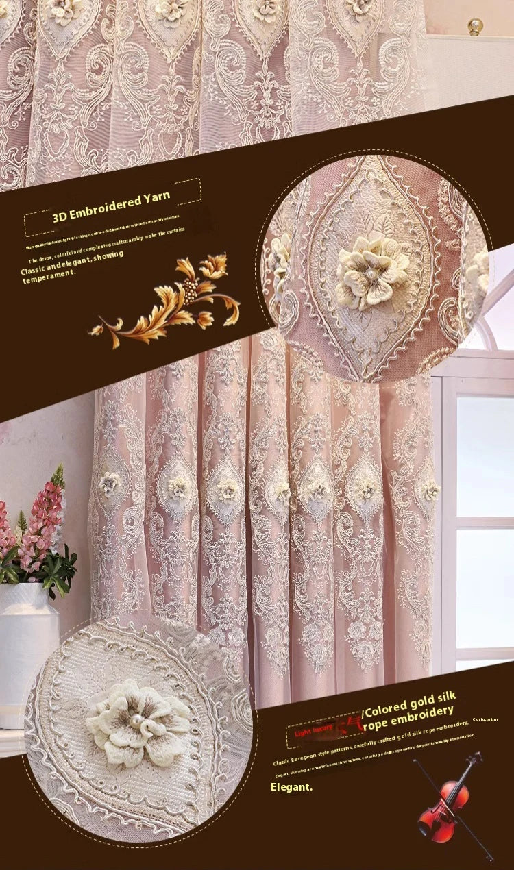 1PC Luxury vintage-style embroidered curtains