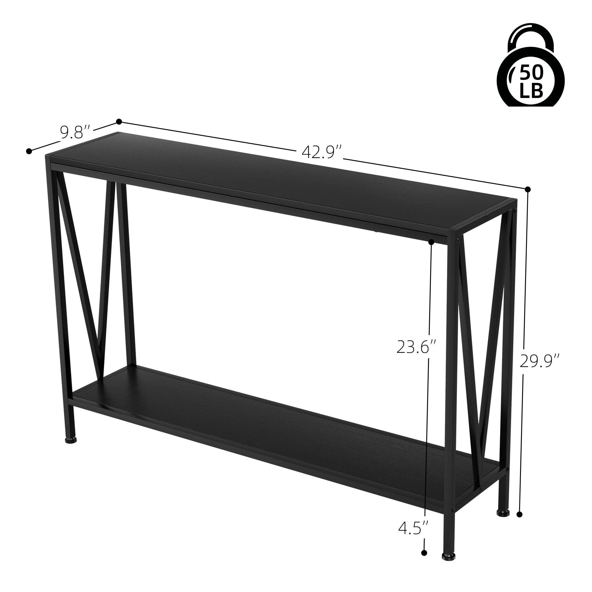 2 Tier Console Table with Storage Shelf